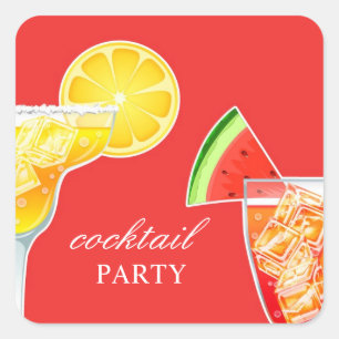 Cocktail Party Trinkaufkleber Quadratischer Aufkleber