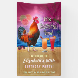 Cocktail-Party-tropischer Hahn-lustiger Geburtstag Banner