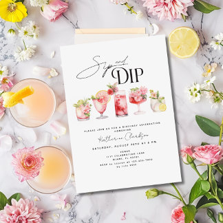 Cocktail Pool Party Geburtstag Einladung