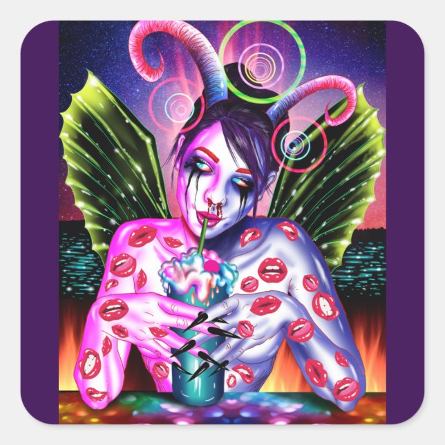 Cocktail Quadratischer Aufkleber (Vorderseite)