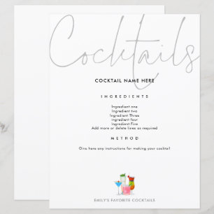 Cocktail Recette pour Classeur Page Futur Mme.