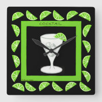 Cocktail Retro Drink Green Limes auf schwarz
