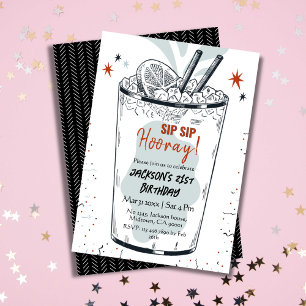 Cocktail Retro Drink themed stilvoll 21. Geburtsta Einladung