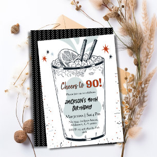 Cocktail Retro-Drink themed stilvoll 90. Geburtsta Einladung