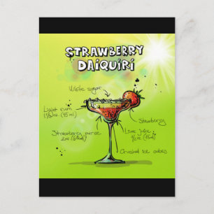 Cocktail-Rezept für Wasserfarbe Postkarte