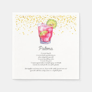 Cocktail-Rezept für Wasserfarben Paloma Serviette