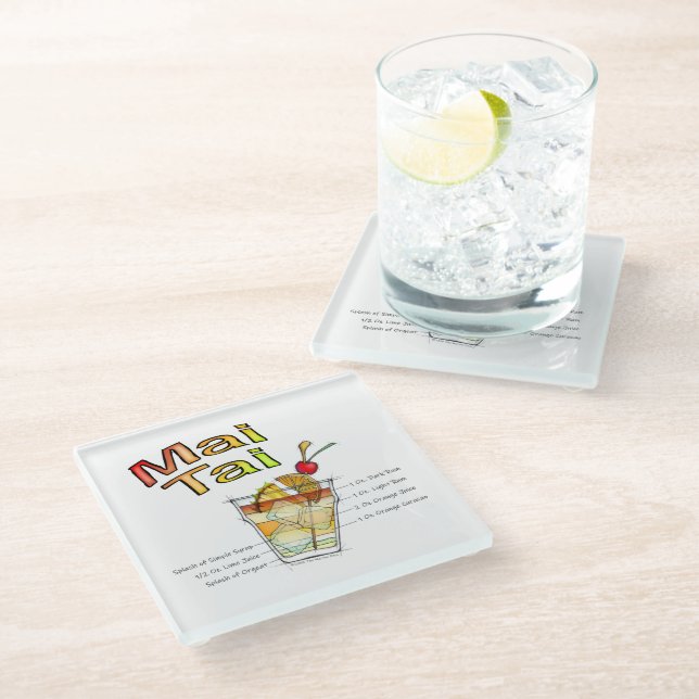 COCKTAIL-REZEPT-KUNST MAI TAI GLASUNTERSETZER (Schrägansicht)