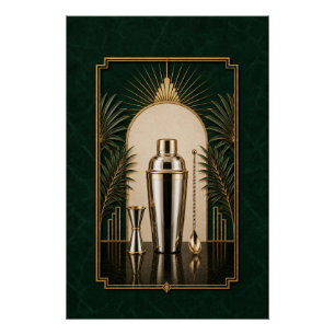 Cocktail-Shaker-Art-Deco-Plakat Bar-Kunst Poster