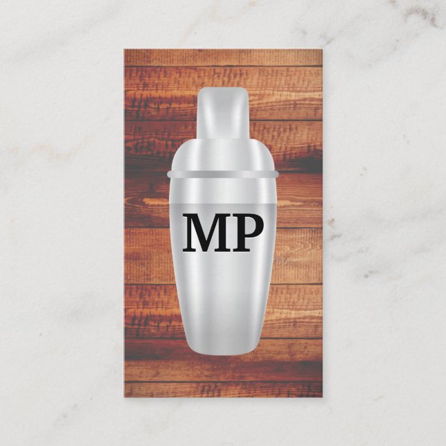 Cocktail Shaker | Holzplatten Visitenkarte (Vorderseite)