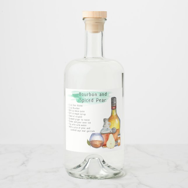 Cocktail-Signatur-Gastgeschenk Hochzeit Alkoholflaschenetikett (Vorderseite)