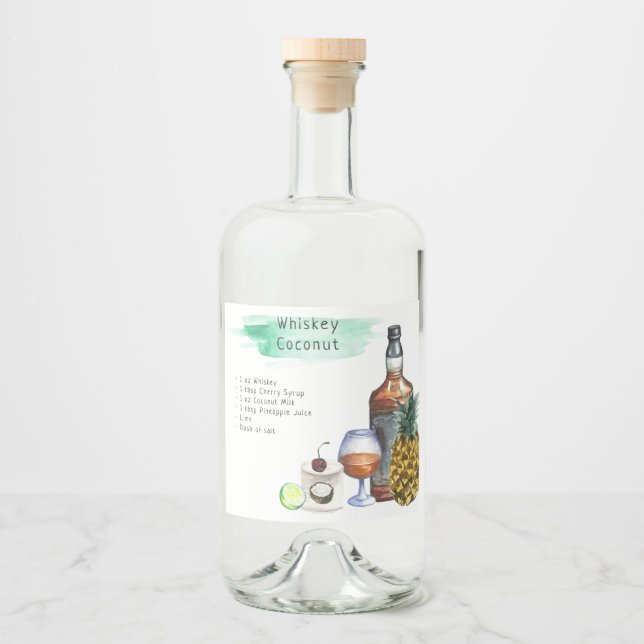 Cocktail-Signatur-Gastgeschenk Hochzeit Alkoholflaschenetikett (Vorderseite)
