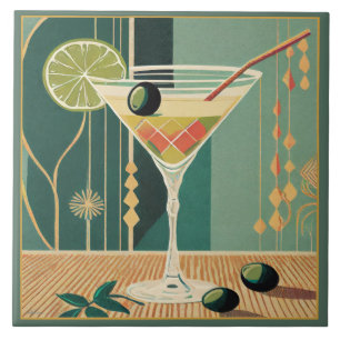 Cocktail-Stunde Martini Mid-Century-Design Fliese