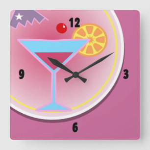 Cocktail-Stunde Nacht Zeit Wanduhr