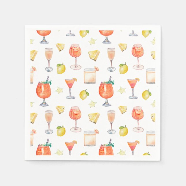 Cocktail Stunden Italienische Hochzeit Napkins Serviette (Vorderseite)