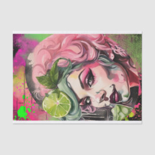 Cocktail-Süssen - Rosa Mojito Graffiti Decoupage Seidenpapier