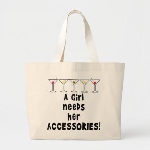 COCKTAIL-TASCHEN, EIN MÄDCHEN BRAUCHT SEINE ACCESS JUMBO STOFFBEUTEL