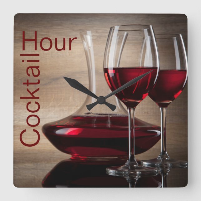 Cocktail-Uhr Quadratische Wanduhr (Vorderseite)