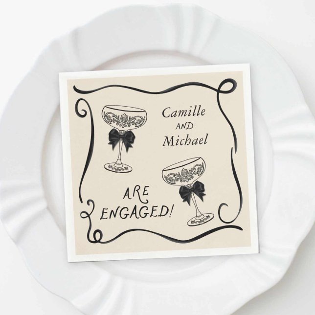 Cocktail-Verlobungsparty Servietten (Engagement Party Paper napkins)