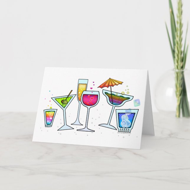 COCKTAIL VERRES GREETING ou CARTE DE REMARQUE (Devant)
