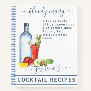 Cocktail Wasserfarben Rezept Mixed Drink Bloody Ma Notizbuch