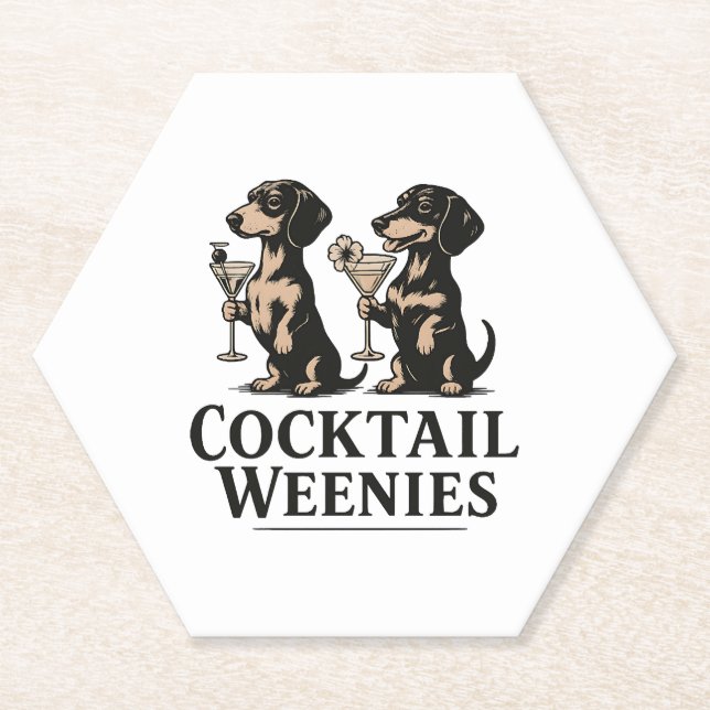 Cocktail Weenies Funny Dackel Dackel Hund Untersetzer (Vorderseite)