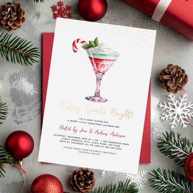 Cocktail Weihnachten Party Spirituosen hell machen Folieneinladung (Von Creator hochgeladen)
