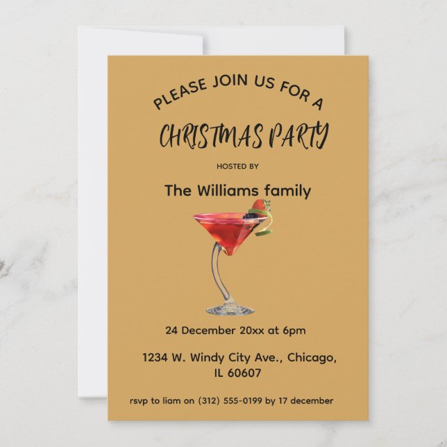 Cocktail Weihnachts-Einladung Einladung (Vorderseite)