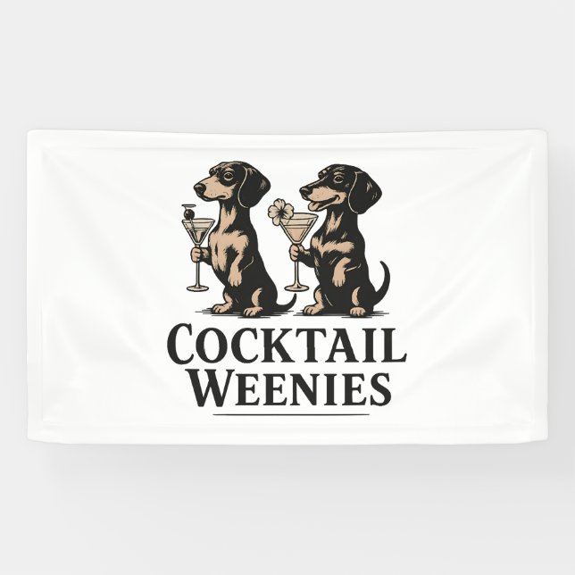 Cocktail-Würstchen Lustiger Dachshund Dackel Banner (Horizontal)