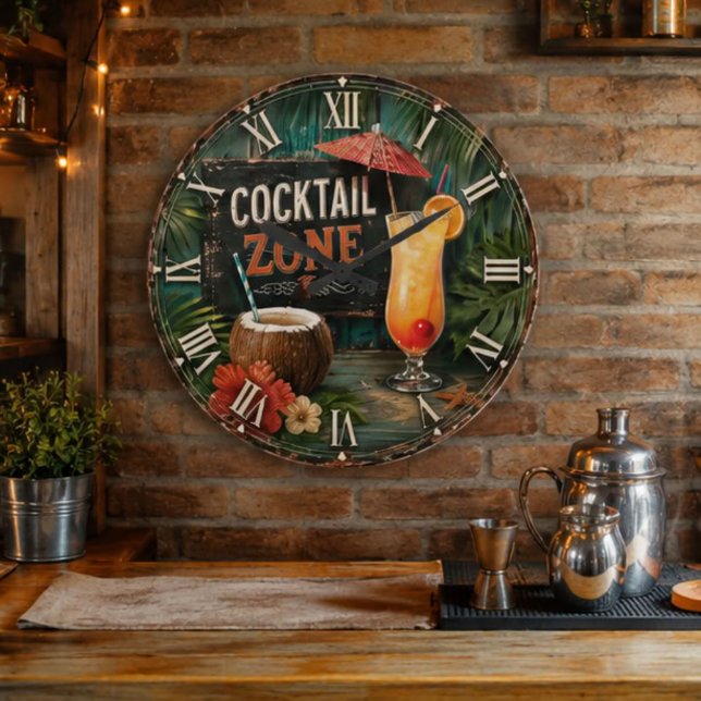 Cocktail Zone Tropical Große Wanduhr (Von Creator hochgeladen)
