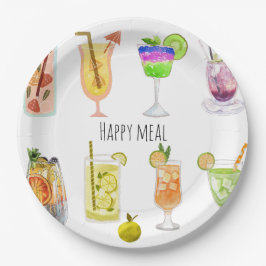 Cocktailbar mit Aquarellfarbe Pappteller