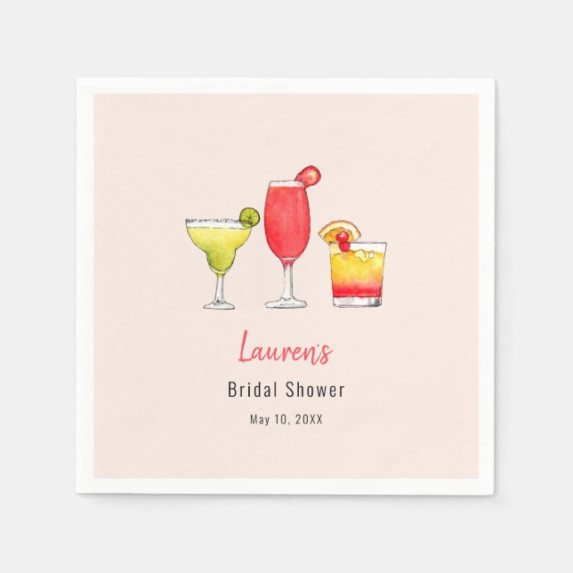 Cocktailgetränke Brautparty Napkins Serviette (Vorderseite)