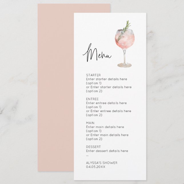 Cocktailkarte für die Hochzeitsfeier Einladung (Vorne/Hinten)