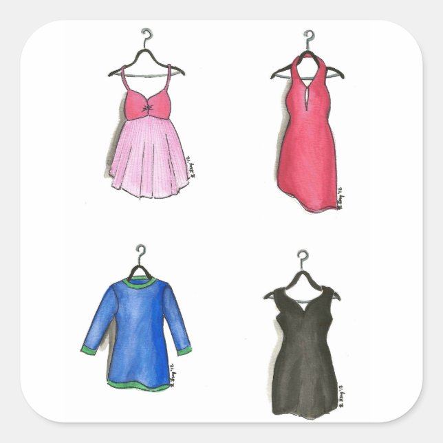 Cocktailkleidung Kleidung Kleidung Boutique Mode Quadratischer Aufkleber (Vorderseite)