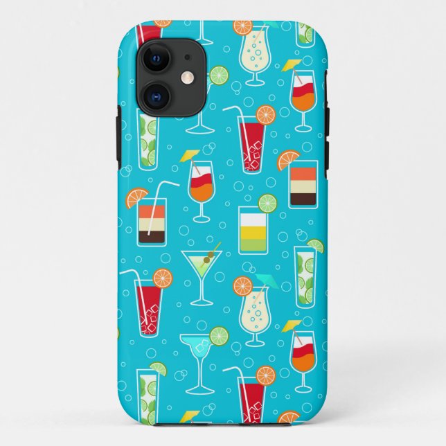 Cocktailmuster auf Aquamarinem Hintergrund Case-Mate iPhone Hülle (Rückseite)