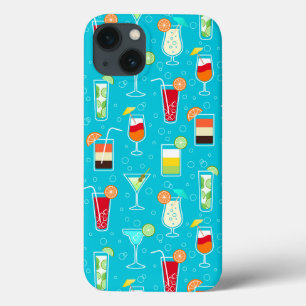 Cocktailmuster auf Aquamarinem Hintergrund Case-Mate iPhone Hülle