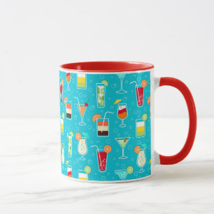 Cocktailmuster auf Aquamarinem Hintergrund Tasse