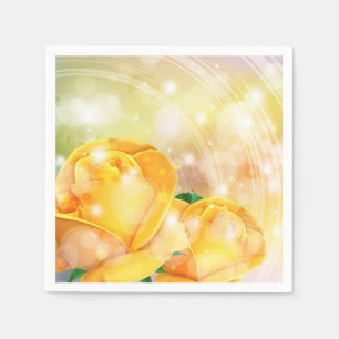 Cocktailpapier Napkins-Gelbe Rosen Serviette
