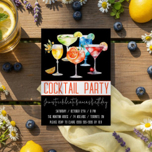 Cocktailparty, Fruchtige Getränke, Geburtstagsfeie Einladung