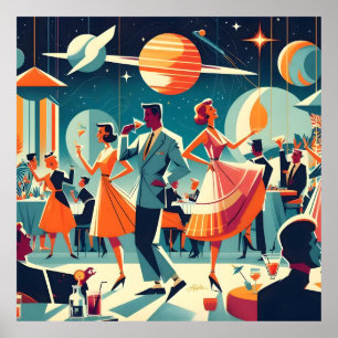 Cocktailparty im Mid-Century-Space-Age-Stil Poster