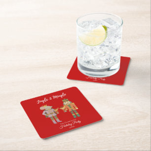 Cocktailparty-Jingle-Mingle-personalisiert rot Rechteckiger Pappuntersetzer