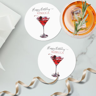 Cocktailparty Kirsch Martini Alles Gute zum Geburt Runder Pappuntersetzer