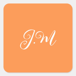 Cocktailparty Orange Volltonfarbe Monogramm Anfang Quadratischer Aufkleber