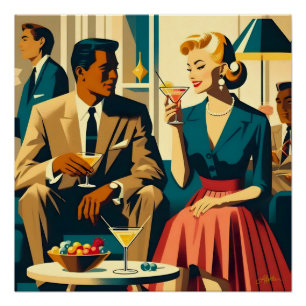 Cocktailparty-Paare Gemeinsame Anziehung Poster