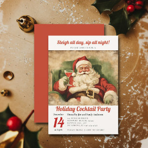 Cocktailparty Vintage Santa Retro Weihnachtsfeier Einladung