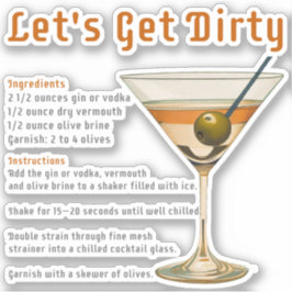 Cocktailpause Auf schmutzigen Martini-Rezept Aufkleber