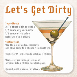 Cocktailpause Auf schmutzigen Martini-Rezept Rechteckiger Pappuntersetzer