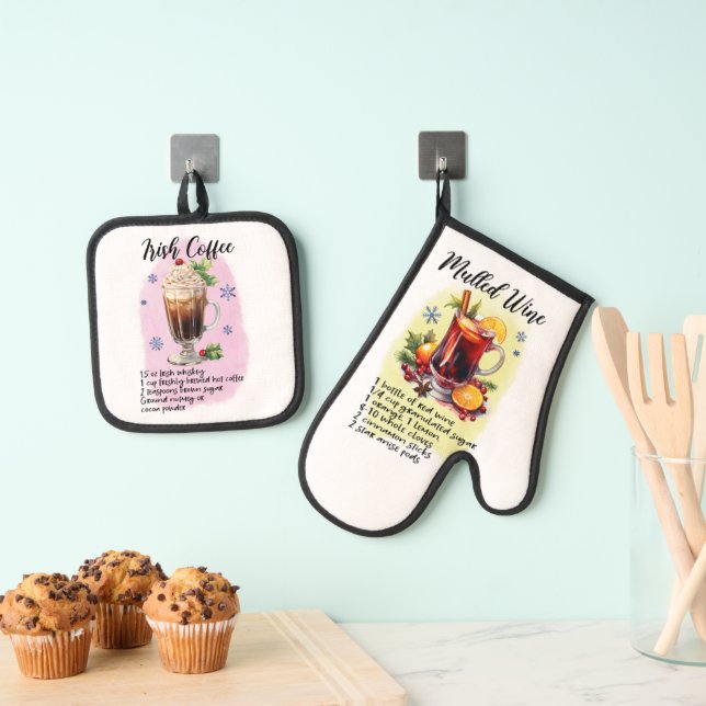 Cocktailrezepte, Geschenk des irischen Kaffees Ofenhandschuh & Topflappen-Set (Insitu (Hängend))