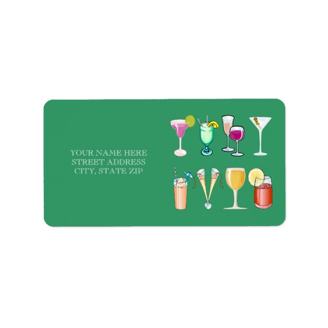 Cocktails Adresse Mailing Labels Adressaufkleber (Vorne)