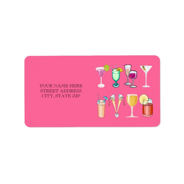 Cocktails Adresse Mailing Labels Adressaufkleber (Vorne)