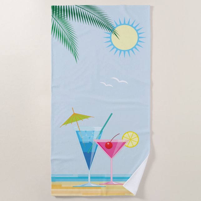 Cocktails auf dem Strand-Badetuch Strandtuch (Vorderseite)